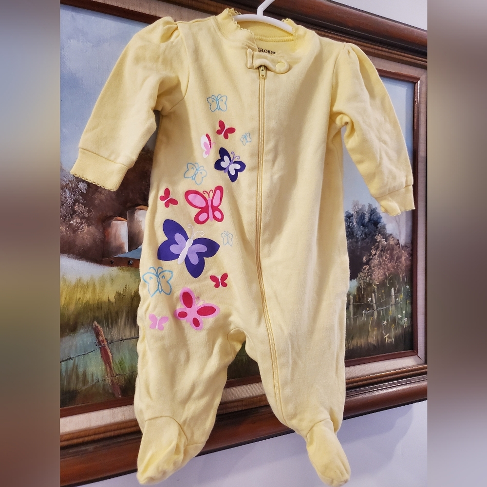 Free Faded Glory 0-3 Month Yellow Butterfly Footie